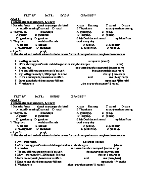 2 Đề kiểm tra 15 phút môn Tiếng Anh Lớp 8 - Năm học 2015-2016